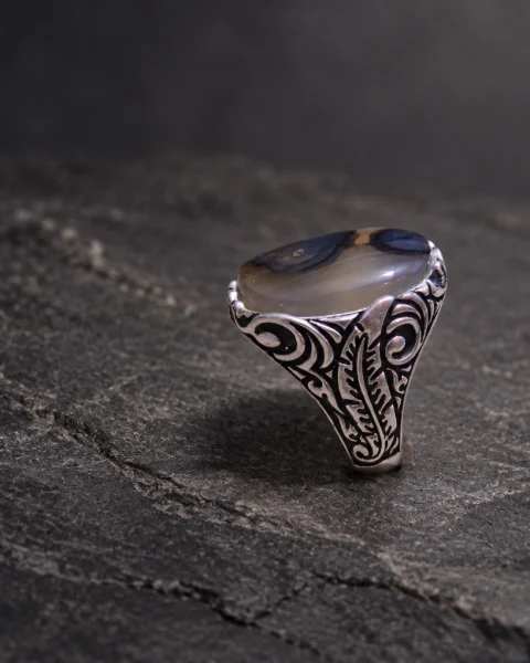 Dusk Bloom Yemeni Agate Ring, sterling silver and Yemeni agate, view 2