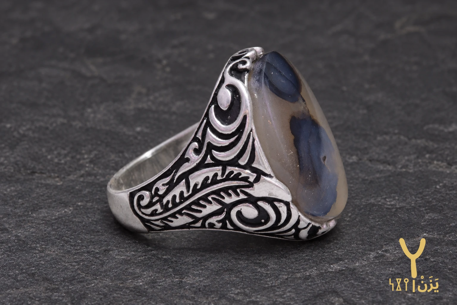 Dusk Bloom Yemeni Agate Ring Dusk Bloom Yemeni Agate Ring, sterling silver and Yemeni agate, view 12