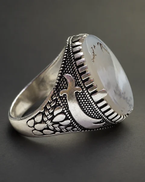 Jambiya Shajari Yemeni Agate Ring, sterling silver and Yemeni agate, view 2