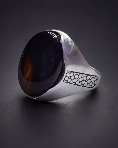 Midnight Violet Kabdi Agate Ring, sterling silver and Yemeni agate, view 2