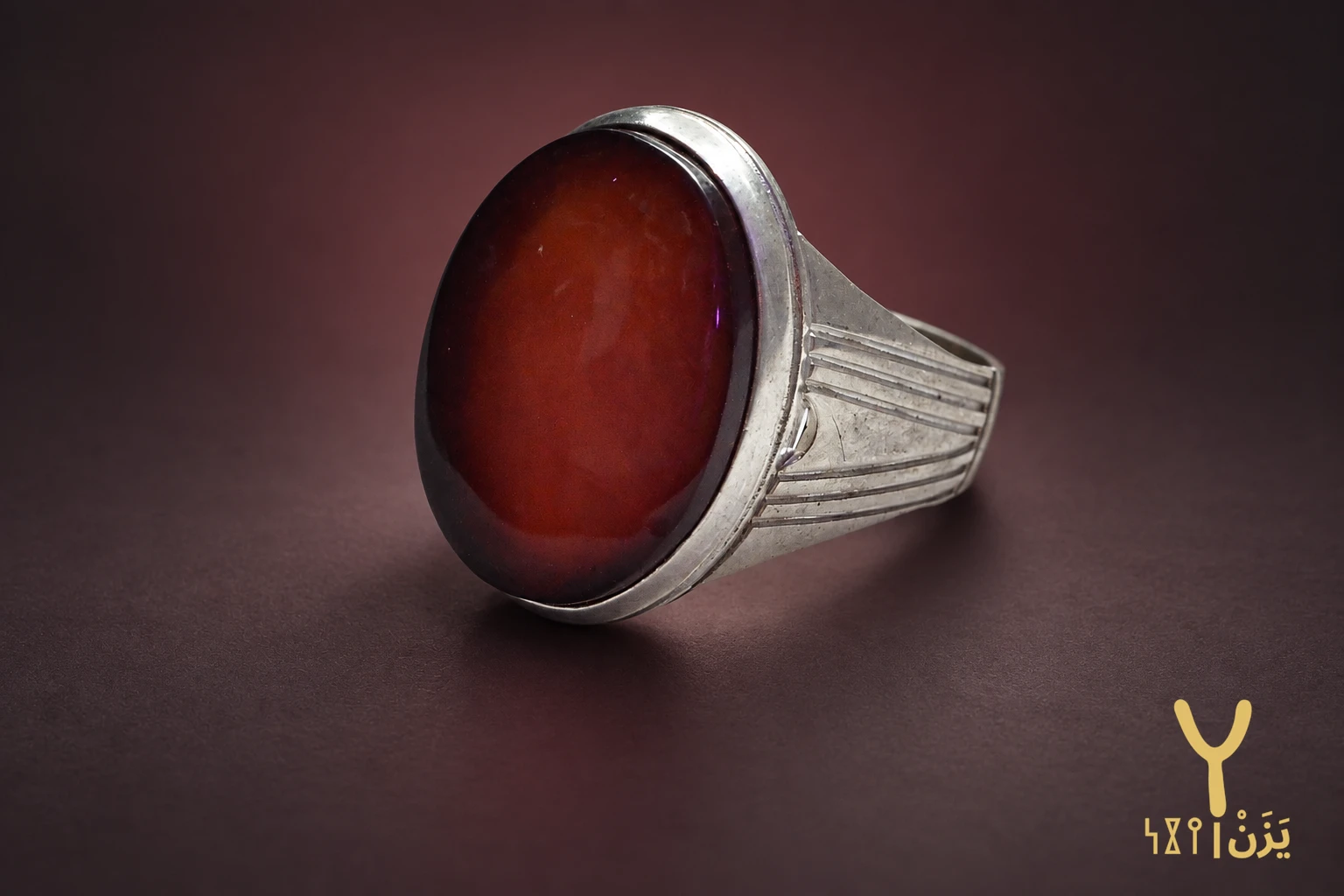 Fluted Ember Red Yemeni Agate Ring Fluted Ember Red Yemeni Agate Ring, sterling silver and Yemeni agate, view 1