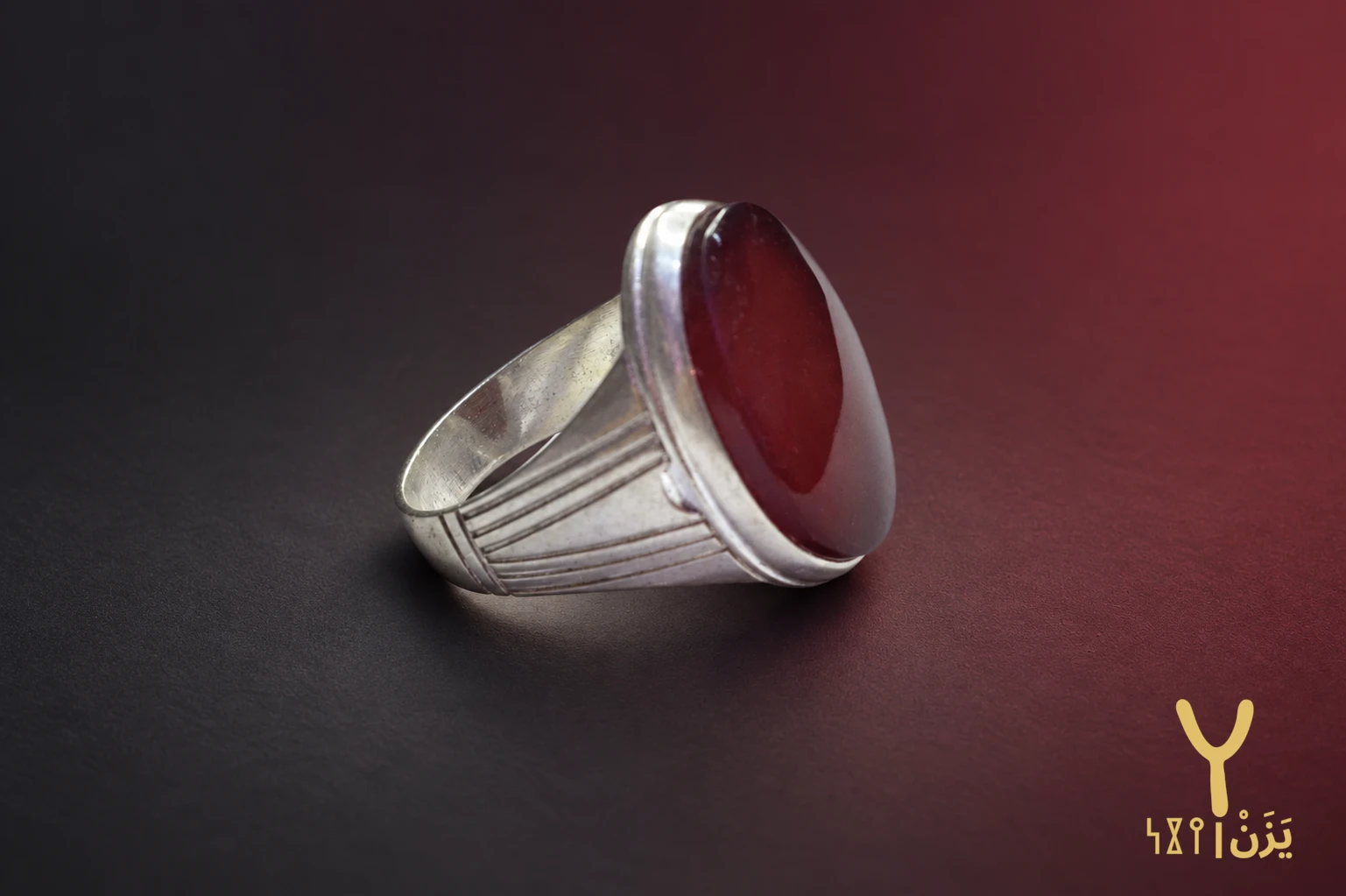 Fluted Ember Red Yemeni Agate Ring Fluted Ember Red Yemeni Agate Ring, sterling silver and Yemeni agate, view 2