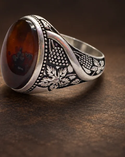 Grapevine Honey Yemeni Agate Ring, sterling silver and Yemeni agate, view 1