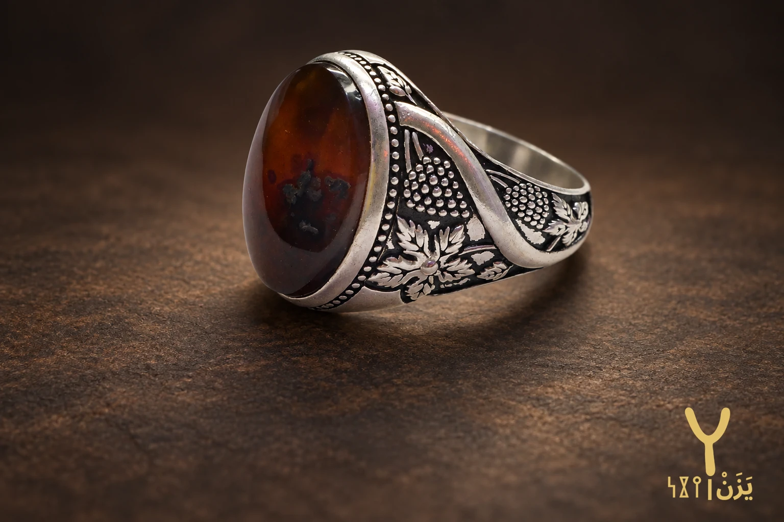 Grapevine Honey Yemeni Agate Ring Grapevine Honey Yemeni Agate Ring, sterling silver and Yemeni agate, view 1