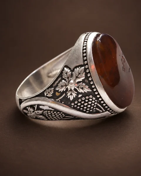 Grapevine Honey Yemeni Agate Ring, sterling silver and Yemeni agate, view 2