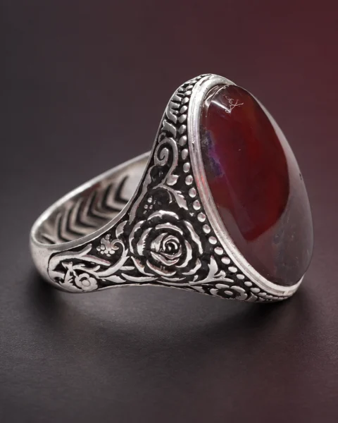 Rose Dusk Musawwar Agate Ring, sterling silver and Yemeni agate, view 2