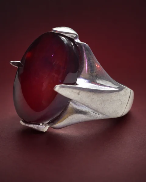 Crimson Claw Yemeni Agate Ring, sterling silver and Yemeni agate, view 1