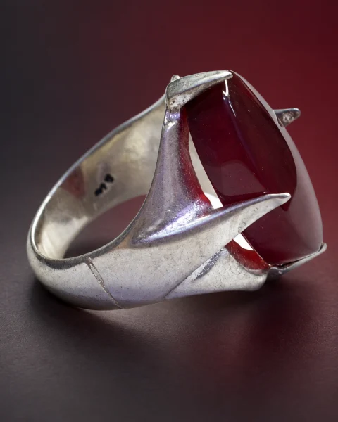 Crimson Claw Yemeni Agate Ring, sterling silver and Yemeni agate, view 2