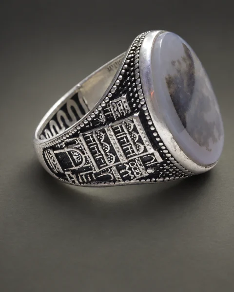 Old Sana'a Tower Agate Ring, sterling silver and Yemeni agate, view 2