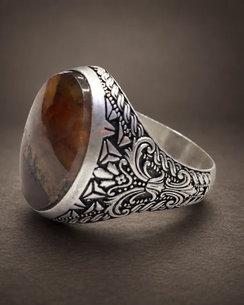 Acanthus Autumn Musawwar Agate Ring, sterling silver and Yemeni agate, view 2