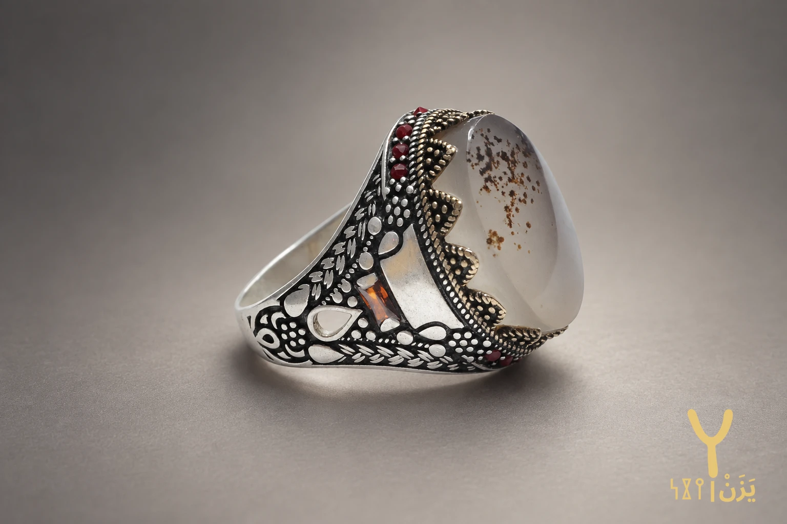 Gilded Crown Shajari Agate Ring Gilded Crown Shajari Agate Ring, sterling silver and Yemeni agate, view 2