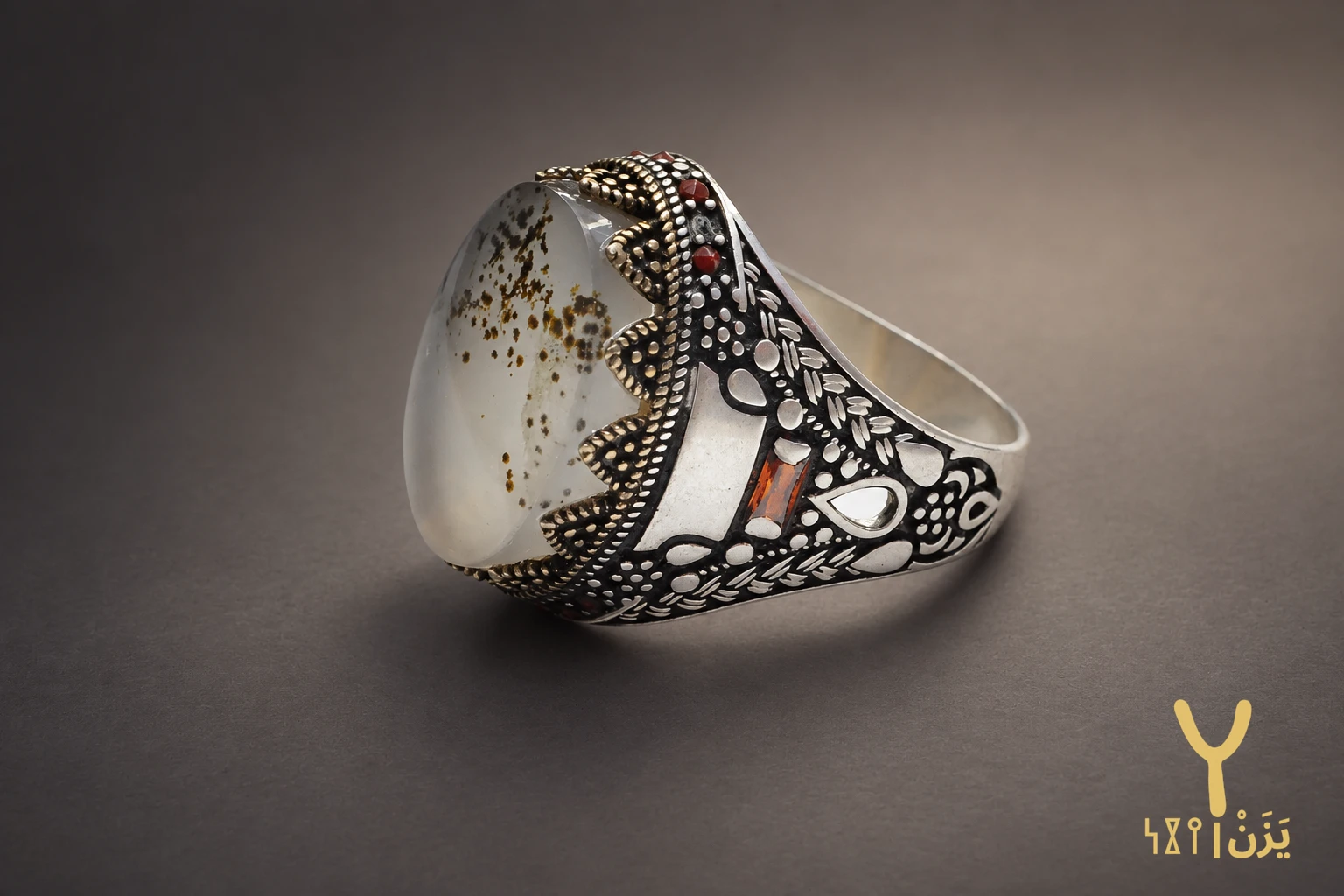 Gilded Crown Shajari Agate Ring Gilded Crown Shajari Agate Ring, sterling silver and Yemeni agate, view 1