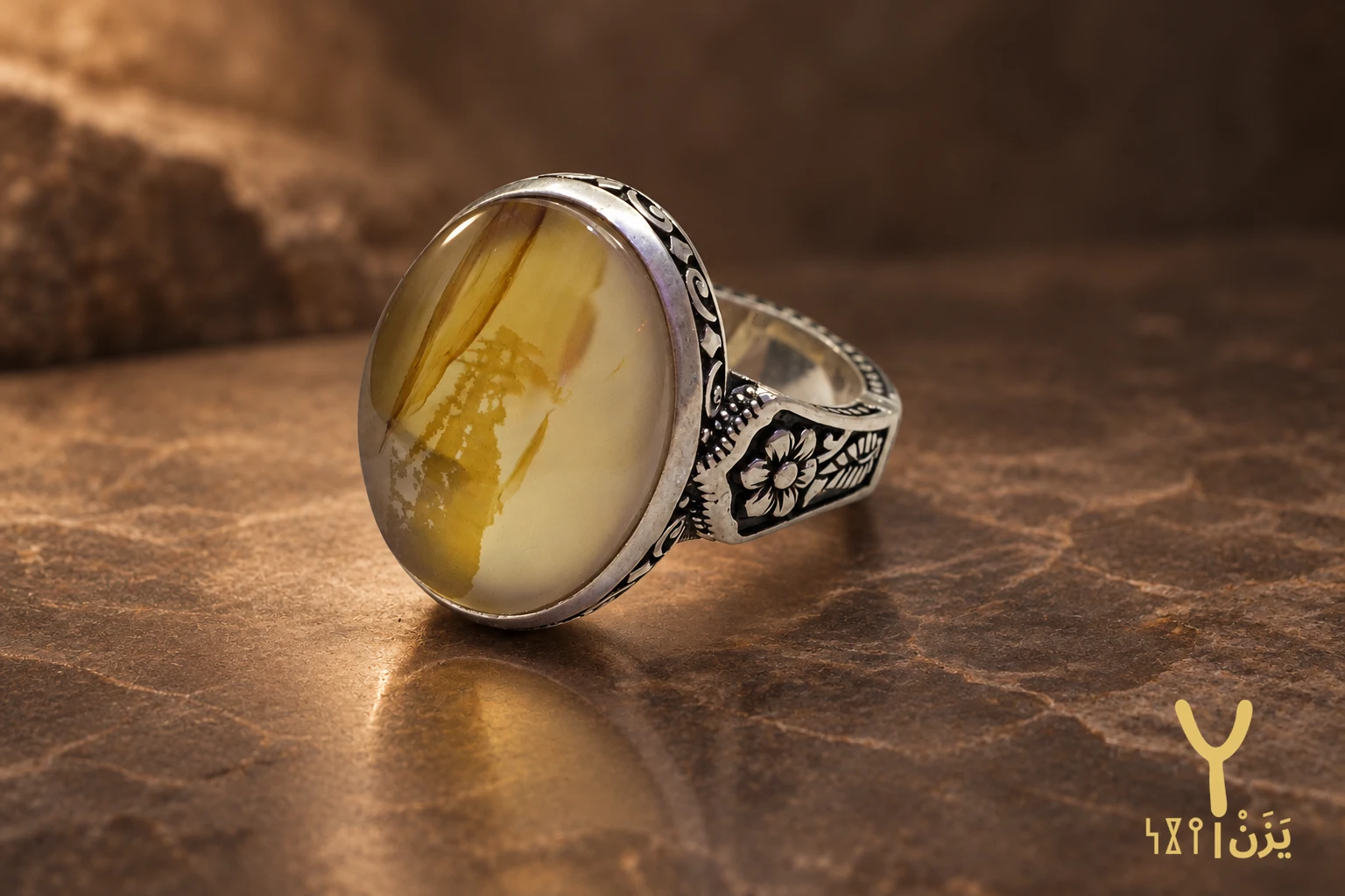 Golden Grove Shajari Yemeni Agate Ring Golden Grove Shajari Yemeni Agate Ring, sterling silver and Yemeni agate, view 1