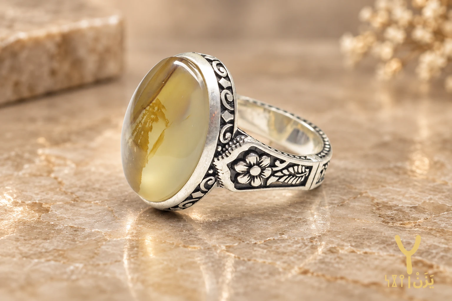 Golden Grove Shajari Yemeni Agate Ring Golden Grove Shajari Yemeni Agate Ring, sterling silver and Yemeni agate, view 3