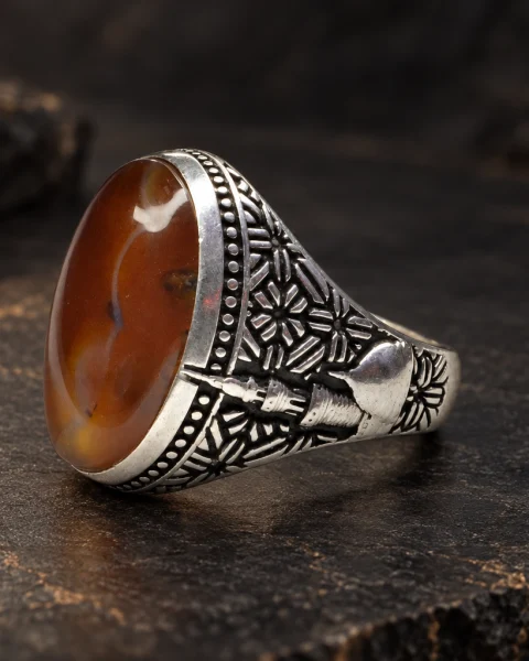 Minaret Star Red Yemeni Agate Ring, sterling silver and Yemeni agate, view 2