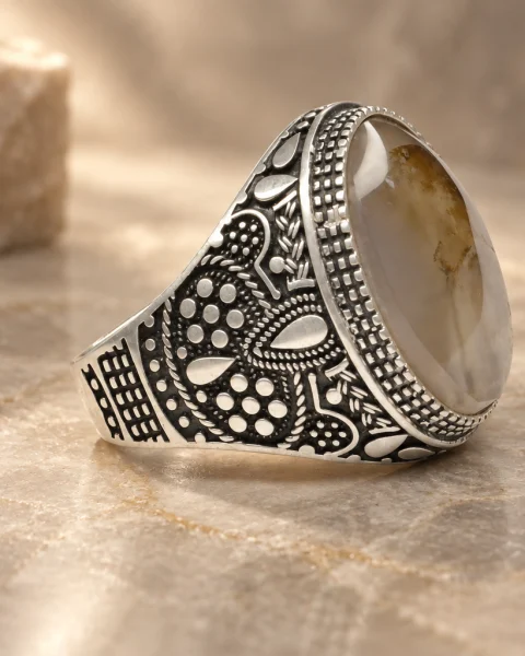 Desert Scene Musawwar Yemeni Agate Ring, sterling silver and Yemeni agate, view 2