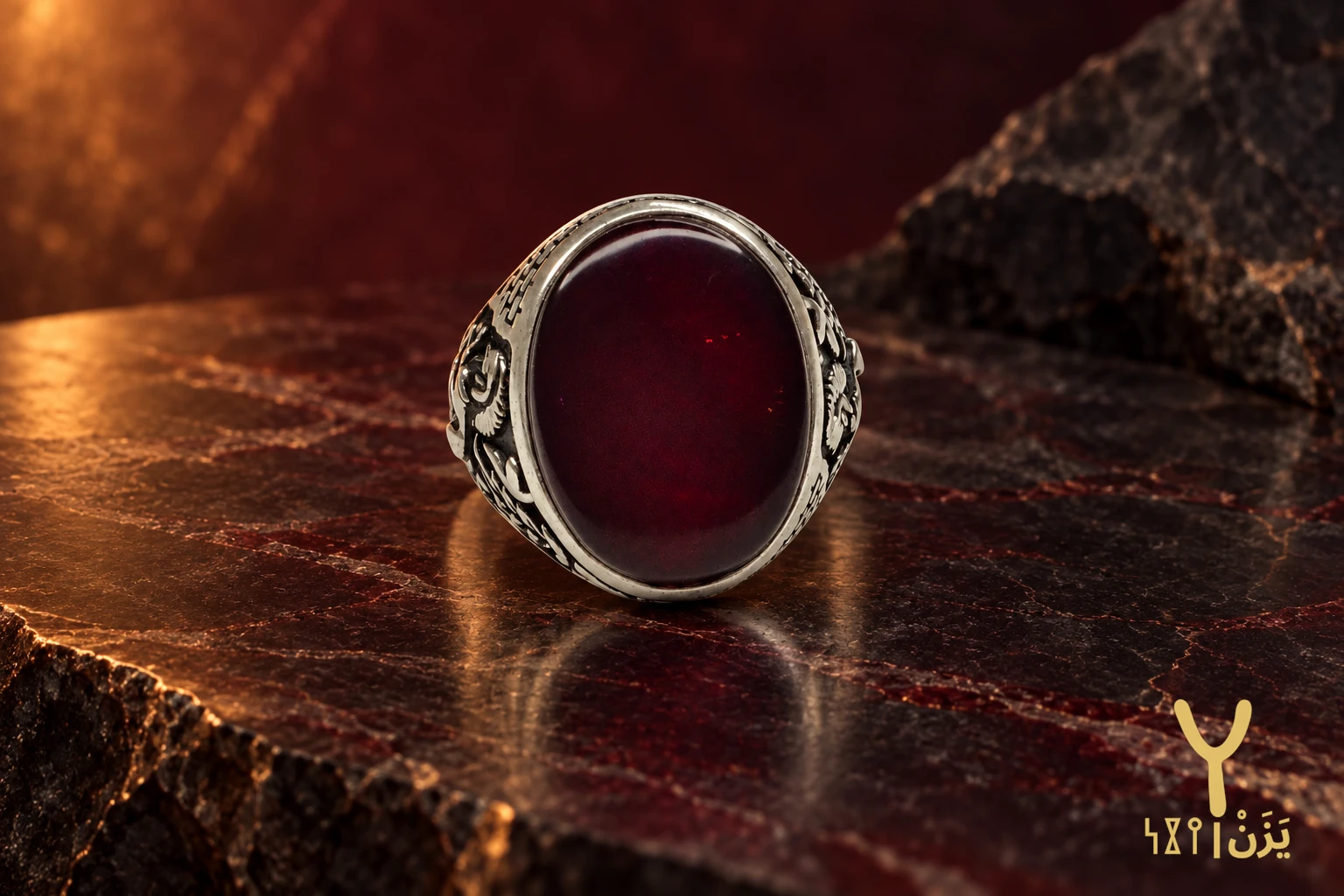 Winged Steed Kabdi Agate Ring Winged Steed Kabdi Agate Ring, sterling silver and Yemeni agate, view 2