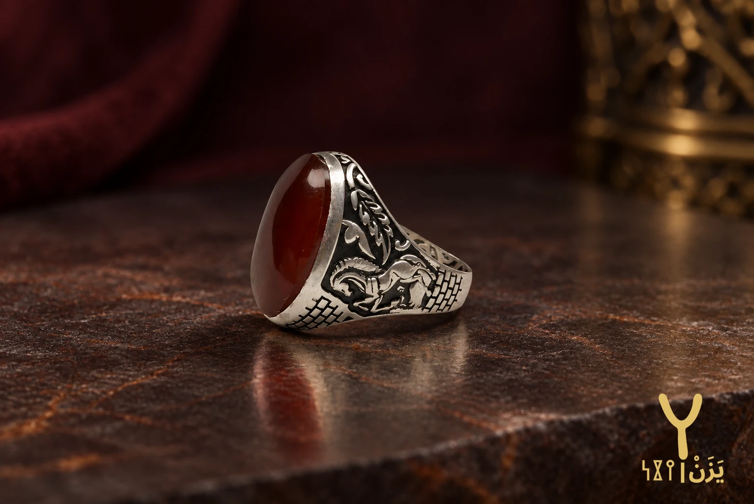 Winged Steed Kabdi Agate Ring Winged Steed Kabdi Agate Ring, sterling silver and Yemeni agate, view 6