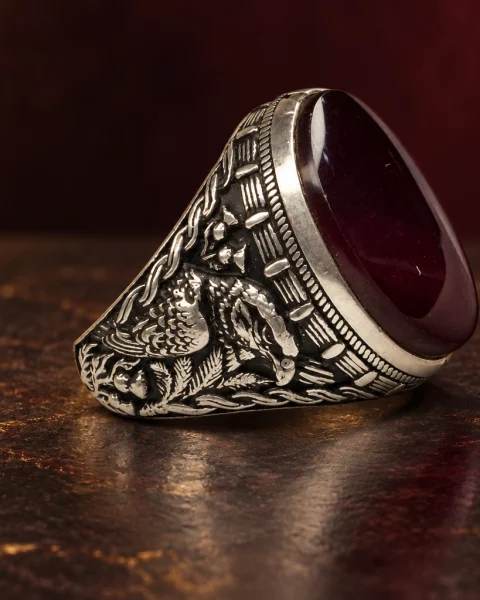 Eagle Relief Kabdi Yemeni Agate Ring, sterling silver and Yemeni agate, view 2