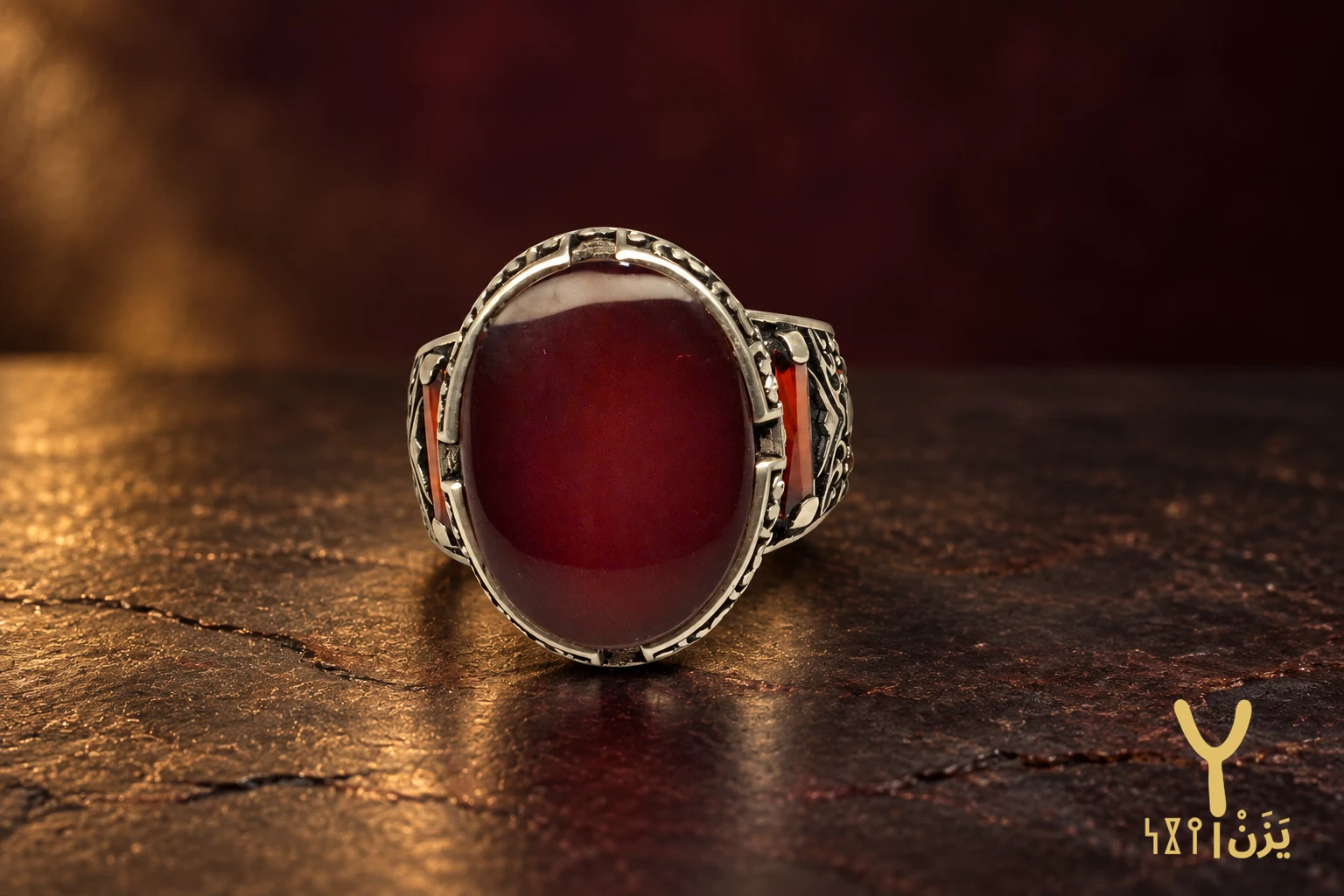 Scarlet Baguette Kabdi Agate Ring Scarlet Baguette Kabdi Agate Ring, sterling silver and Yemeni agate, view 3