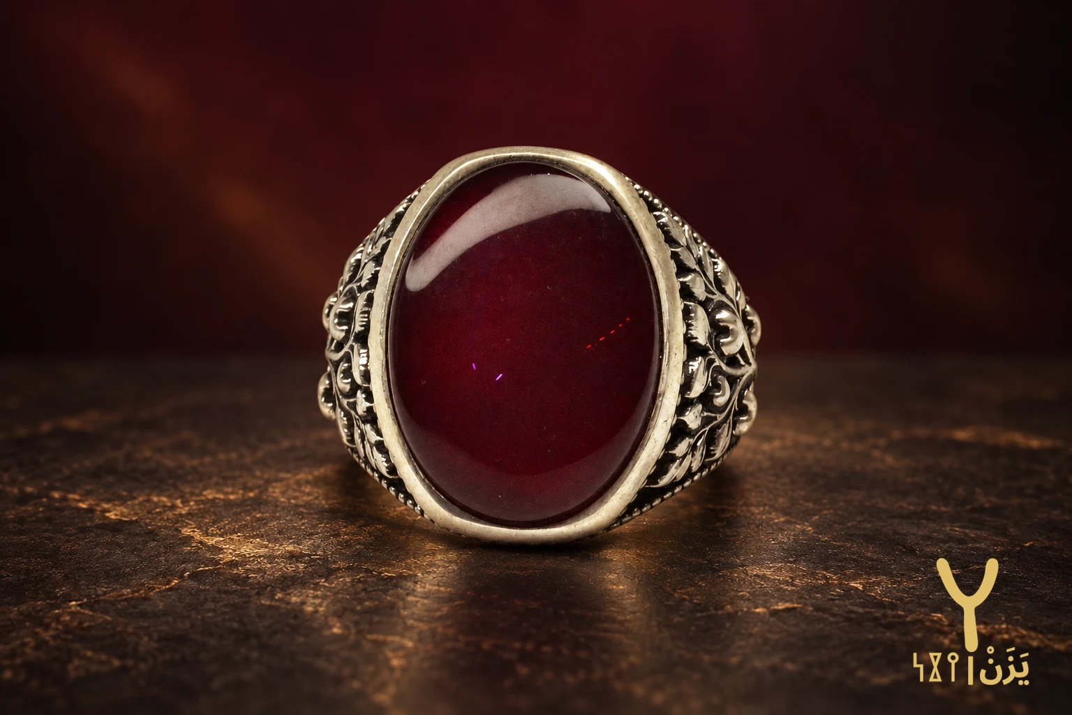 Fruiting Branch Red Yemeni Agate Ring Fruiting Branch Red Yemeni Agate Ring, sterling silver and Yemeni agate, view 3