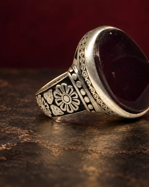 Plum Dusk Kabdi Agate Ring, sterling silver and Yemeni agate, view 2