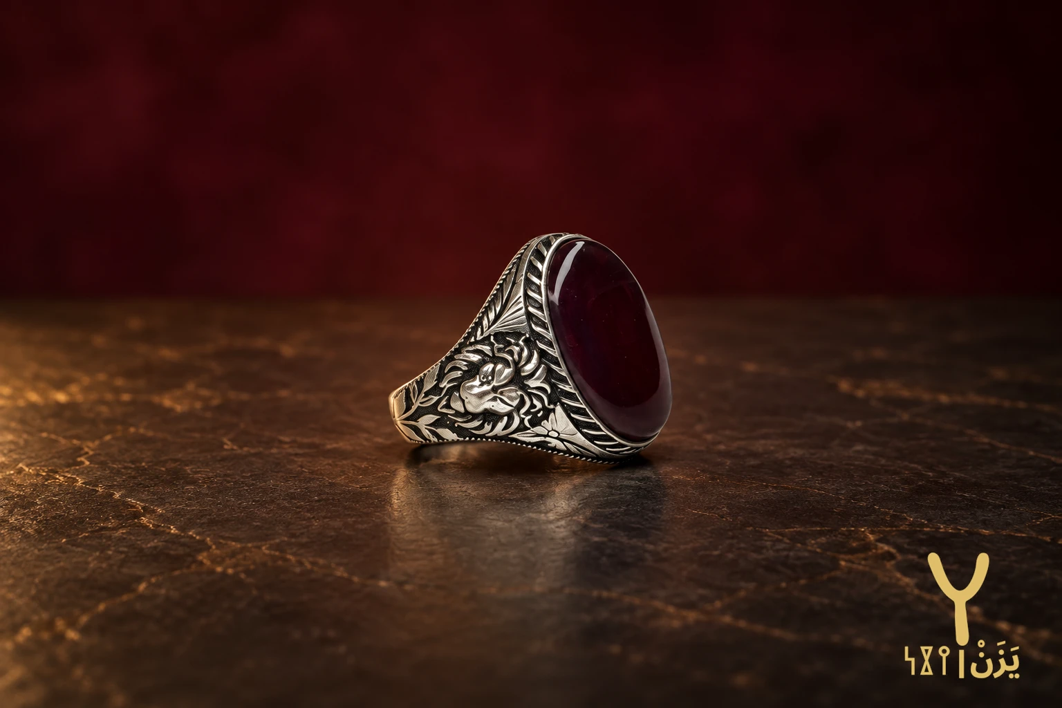 Laurel Lion Red Yemeni Agate Ring Laurel Lion Red Yemeni Agate Ring, sterling silver and Yemeni agate, view 2