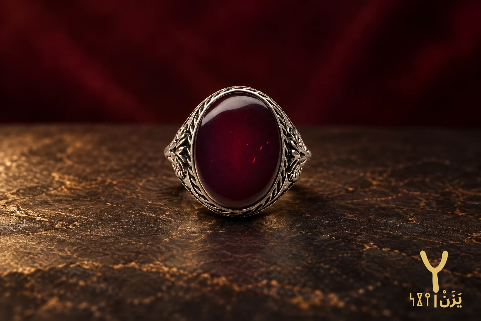Laurel Lion Red Yemeni Agate Ring Laurel Lion Red Yemeni Agate Ring, sterling silver and Yemeni agate, view 3