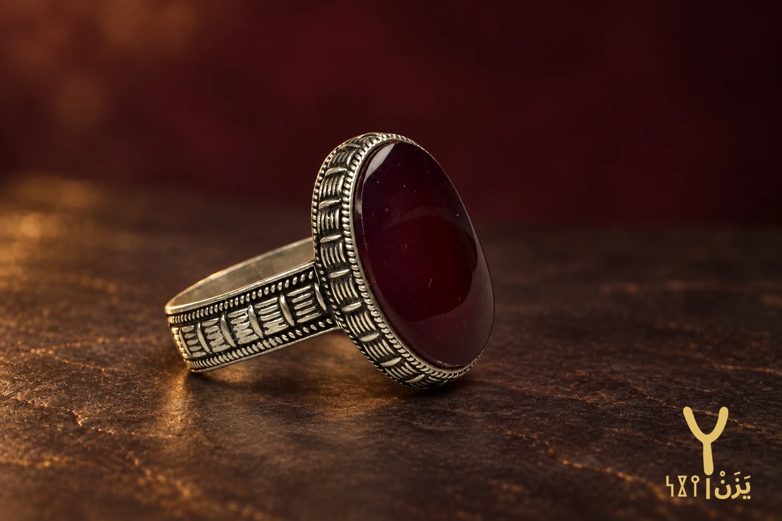 Woven Reed Red Agate Ring Woven Reed Red Agate Ring, sterling silver and Yemeni agate, view 1