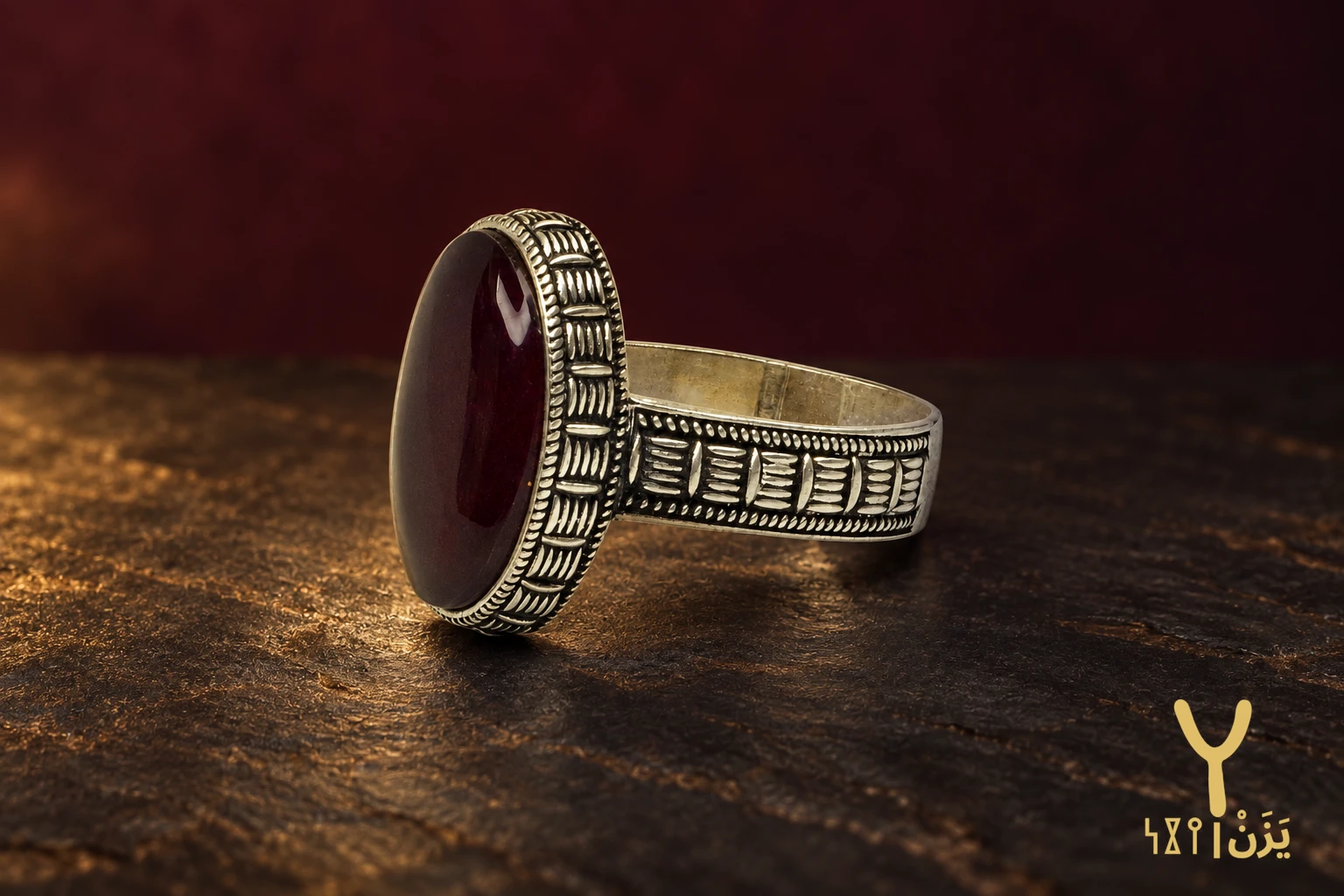 Woven Reed Red Agate Ring Woven Reed Red Agate Ring, sterling silver and Yemeni agate, view 3