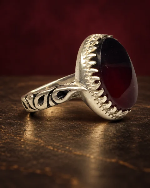 Crown Flame Yemeni Agate Ring, sterling silver and Yemeni agate, view 2