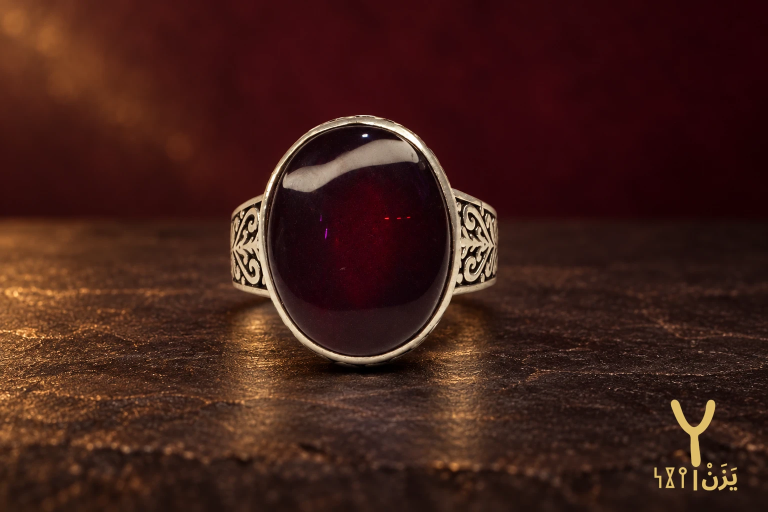 Arabesque Heart Kabdi Agate Ring Arabesque Heart Kabdi Agate Ring, sterling silver and Yemeni agate, view 2