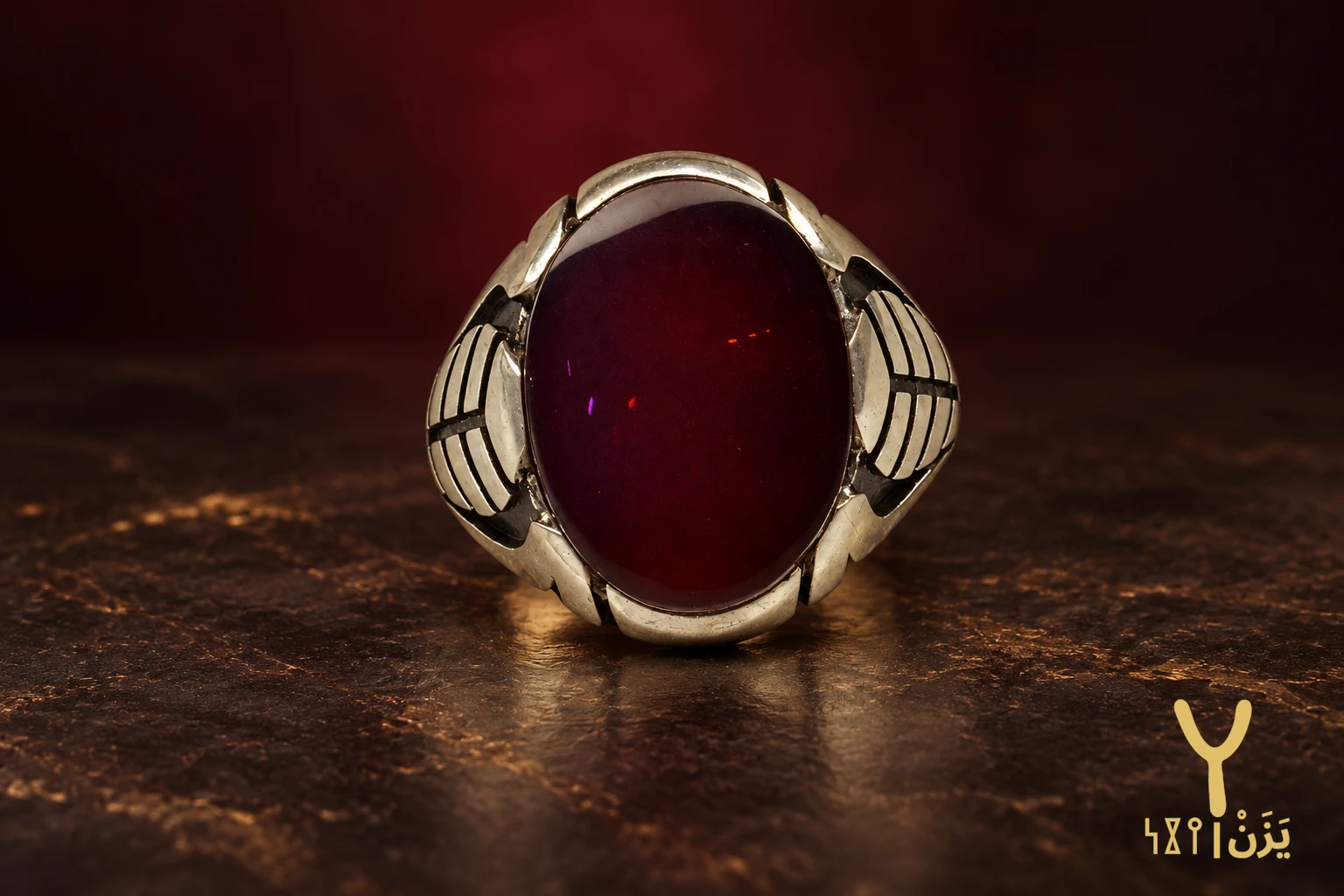 Chevron Leaf Yemeni Agate Ring Chevron Leaf Yemeni Agate Ring, sterling silver and Yemeni agate, view 3