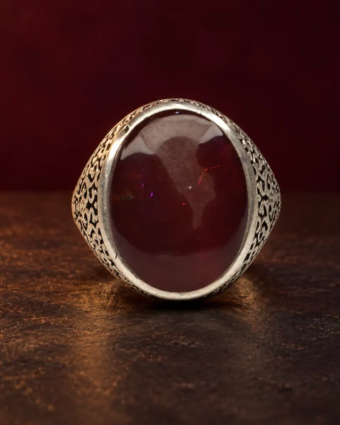 Rope Lattice Yemeni Agate Ring, sterling silver and Yemeni agate, view 2