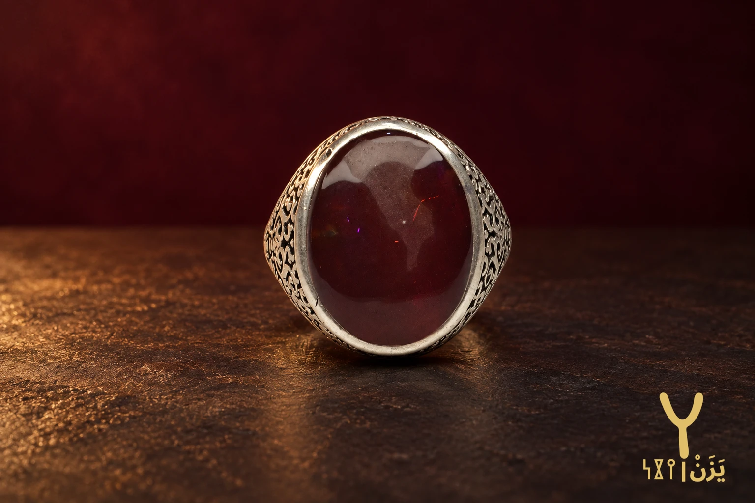 Rope Lattice Yemeni Agate Ring Rope Lattice Yemeni Agate Ring, sterling silver and Yemeni agate, view 2