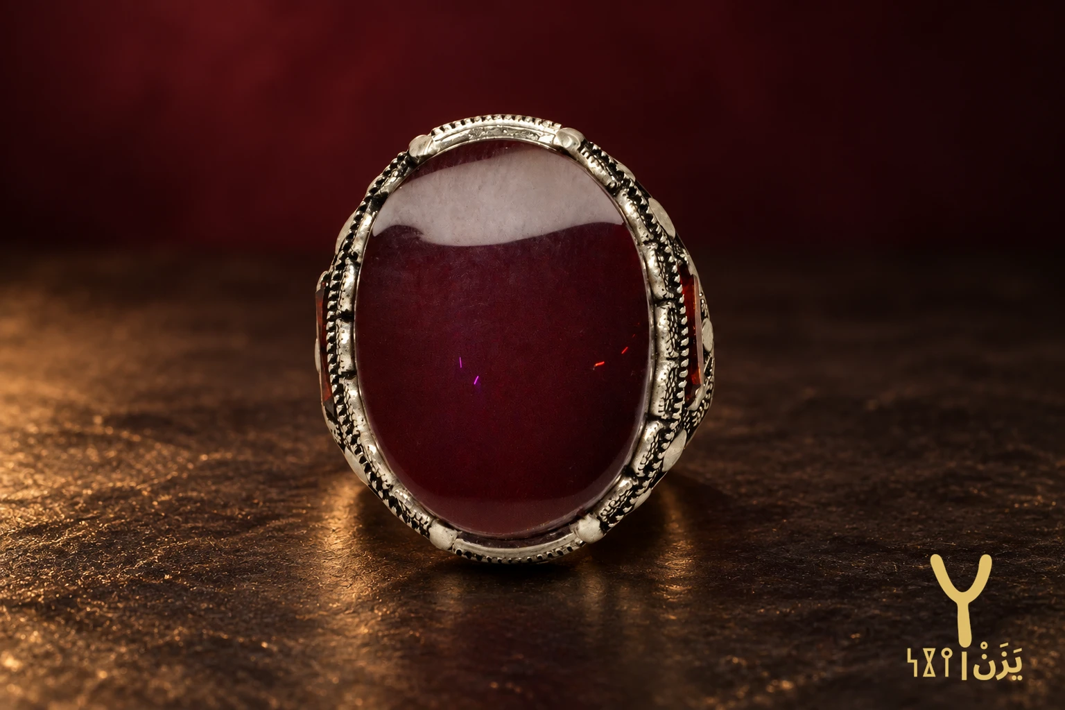 Scalloped Lace Kabdi Agate Ring Scalloped Lace Kabdi Agate Ring, sterling silver and Yemeni agate, view 1