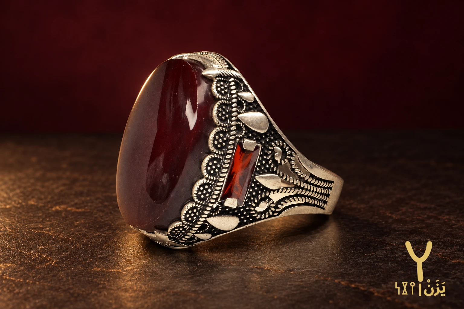 Scalloped Lace Kabdi Agate Ring Scalloped Lace Kabdi Agate Ring, sterling silver and Yemeni agate, view 3