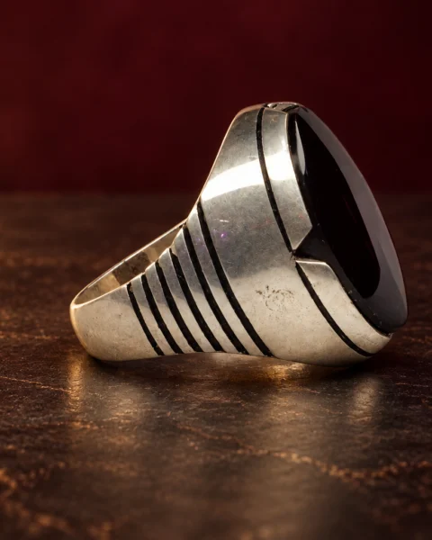 Pinstripe Kabdi Yemeni Agate Ring, sterling silver and Yemeni agate, view 2