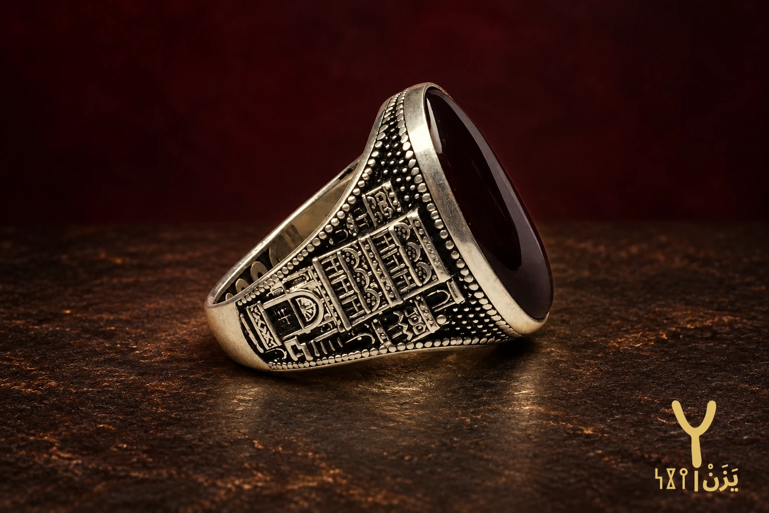Qamariya Tower Red Agate Ring Qamariya Tower Red Agate Ring, sterling silver and Yemeni agate, view 2