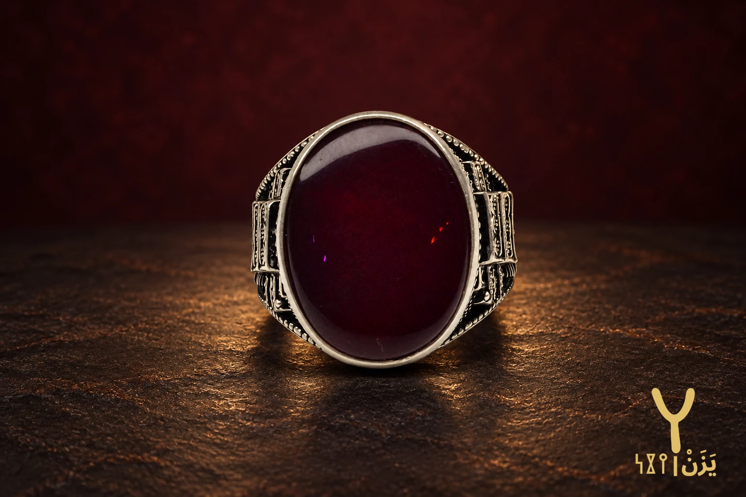 Qamariya Tower Red Agate Ring Qamariya Tower Red Agate Ring, sterling silver and Yemeni agate, view 1