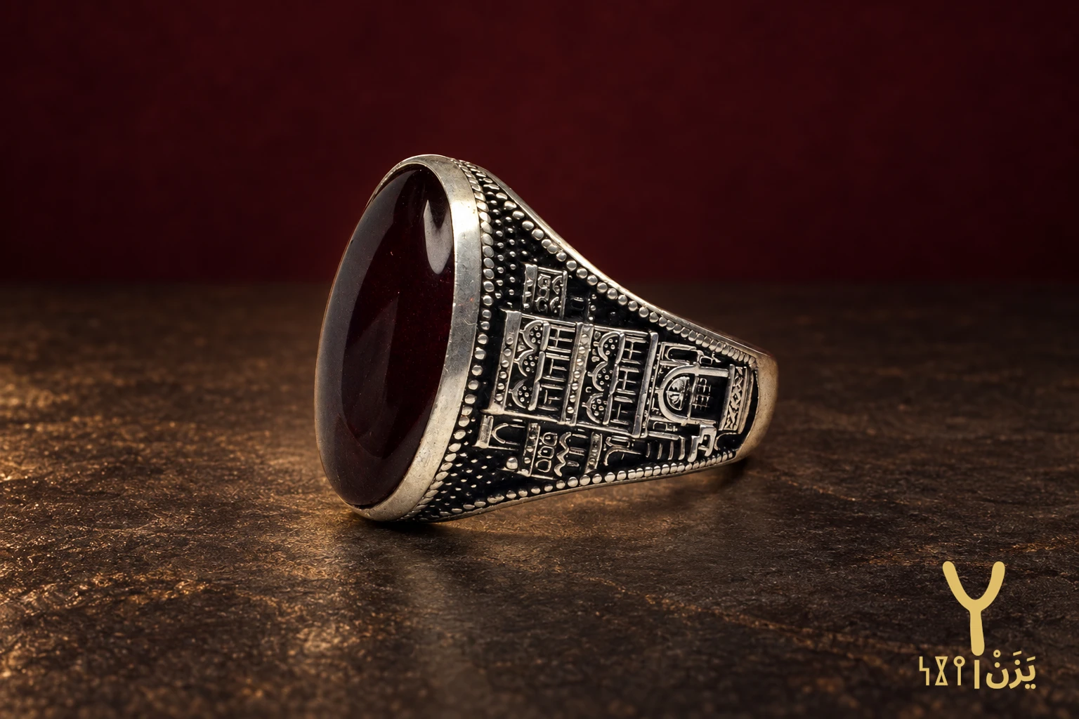 Qamariya Tower Red Agate Ring Qamariya Tower Red Agate Ring, sterling silver and Yemeni agate, view 3