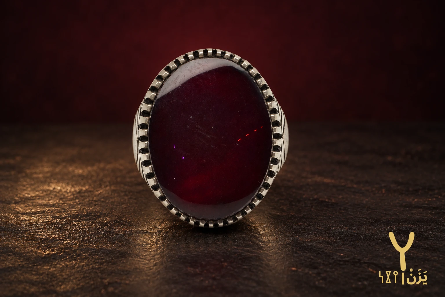 Chevron Rays Red Yemeni Agate Ring Chevron Rays Red Yemeni Agate Ring, sterling silver and Yemeni agate, view 1