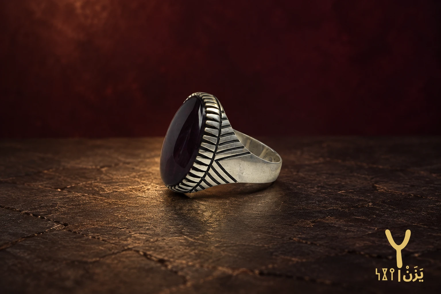 Chevron Rays Red Yemeni Agate Ring Chevron Rays Red Yemeni Agate Ring, sterling silver and Yemeni agate, view 3