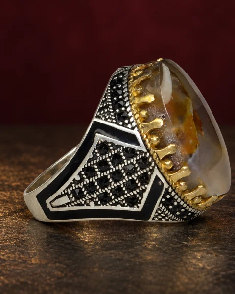 Harvest Cloud Musawwar Yemeni Agate Ring, sterling silver and Yemeni agate, view 2