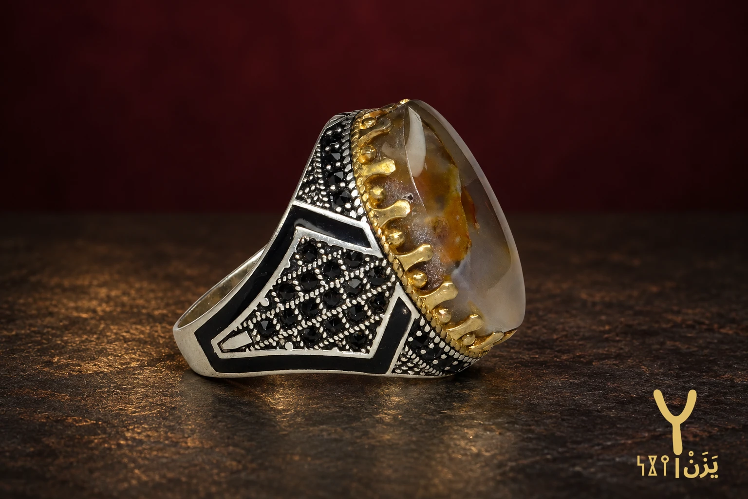 Harvest Cloud Musawwar Yemeni Agate Ring Harvest Cloud Musawwar Yemeni Agate Ring, sterling silver and Yemeni agate, view 2