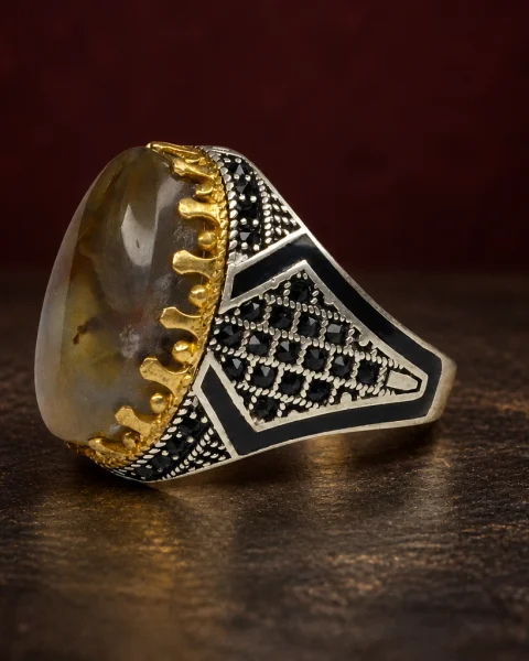 Harvest Cloud Musawwar Yemeni Agate Ring, sterling silver and Yemeni agate, view 3