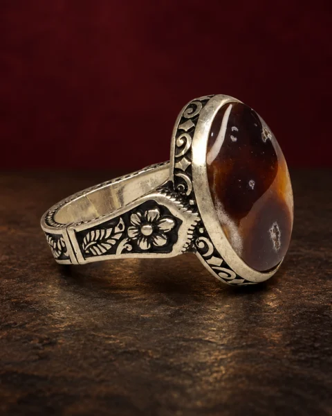 Snowdrift Kabdi Yemeni Agate Ring, sterling silver and Yemeni agate, view 2