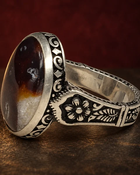 Snowdrift Kabdi Yemeni Agate Ring, sterling silver and Yemeni agate, view 3