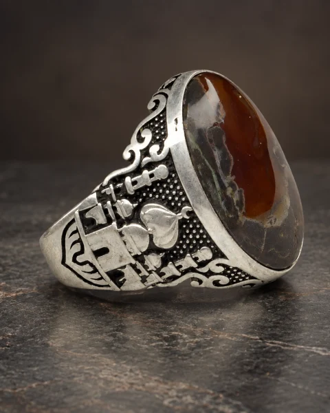 Mosque Dome Musawwar Agate Ring, sterling silver and Yemeni agate, view 1