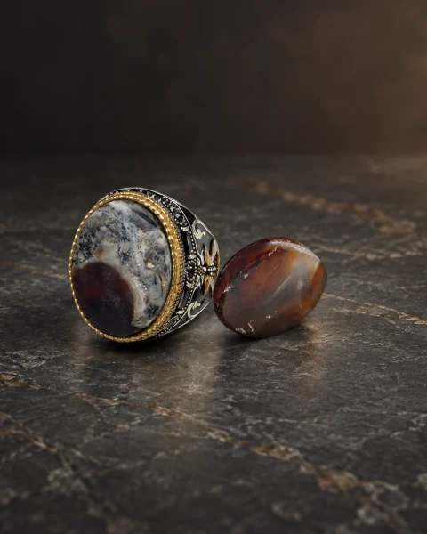 Eclipse Musawwar Yemeni Agate Ring, sterling silver and Yemeni agate, view 2